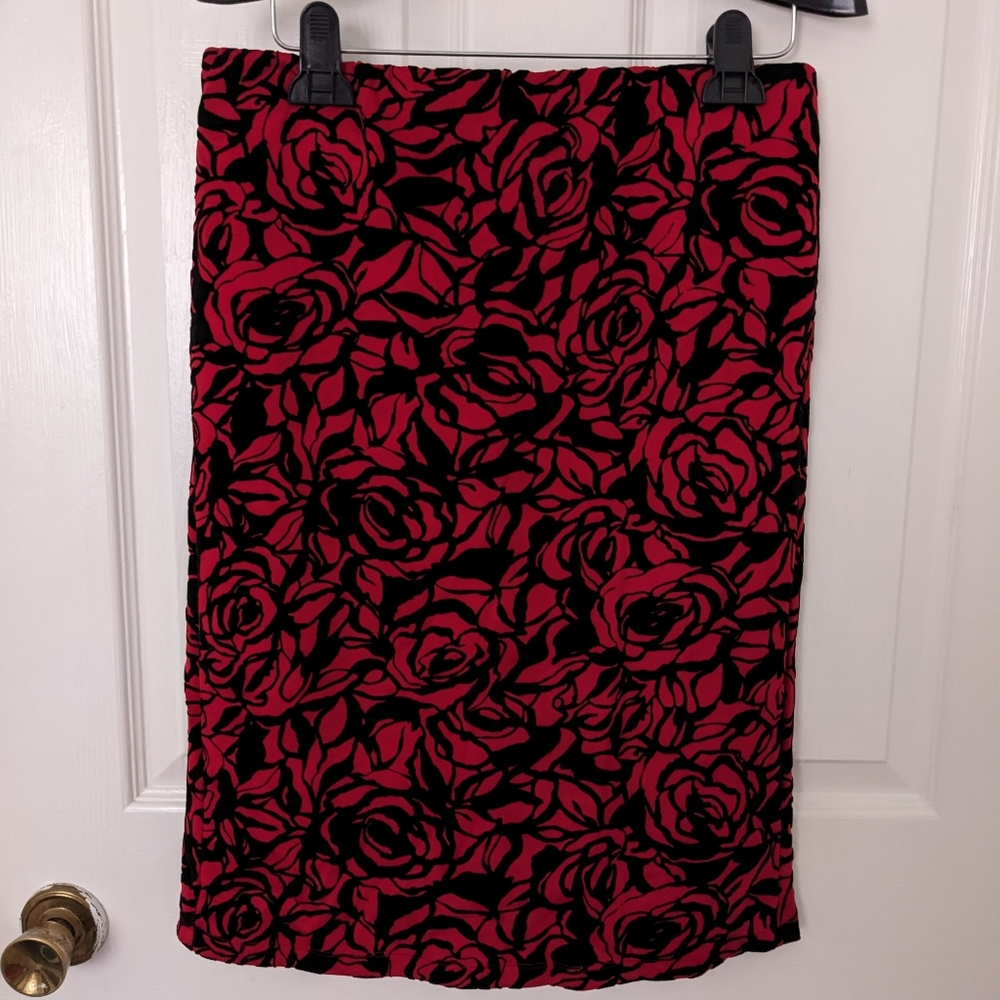 Jemma Red and Black Knee-Length Pencil Skirt Cocktail